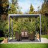 Pergola bioclimatique 10,80m² alu + toit avec lames ovales HABRITA