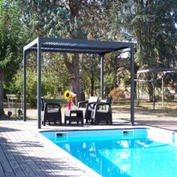 Pergola bioclimatique 10,80m² alu + toit avec lames ovales HABRITA