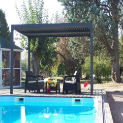Pergola bioclimatique 10,80m² alu + toit avec lames ovales HABRITA