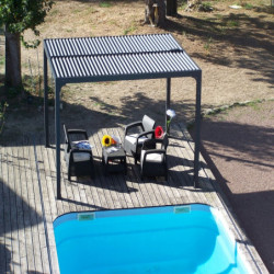 Pergola bioclimatique 10,80m² alu + toit avec lames ovales HABRITA
