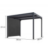 Pergola bioclimatique 10,80m² alu + toit lames ovales + rideau HABRITA