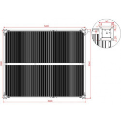 Pergola bioclimatique 10,80m² alu + toit lames ovales + rideau HABRITA