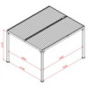 Pergola bioclimatique 10,80m² alu + toit lames ovales + rideau HABRITA