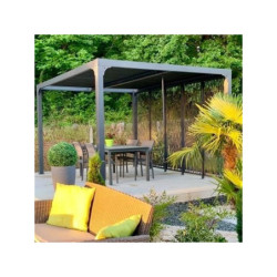 Pergola bioclimatique 10,80m² alu avec 5 panneaux moucharabieh HABRITA