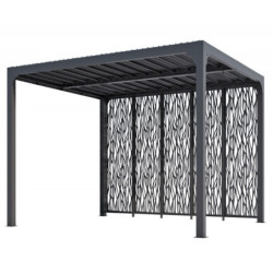 Pergola bioclimatique 10,80m² alu avec 5 panneaux moucharabieh HABRITA