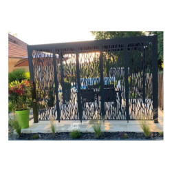 Pergola bioclimatique 10,80m² alu avec 5 panneaux moucharabieh HABRITA