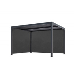 Pergola bioclimatique 10,80m² alu+moucharabiehs côtés 3m+3,60m HABRITA