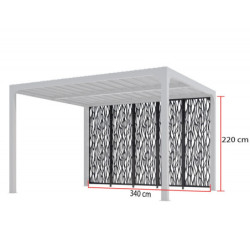 5 panneaux moucharabieh pergola bioclimatique alu HABRITA côté 3,60m