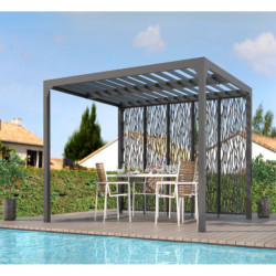 5 panneaux moucharabieh pergola bioclimatique alu HABRITA côté 3,60m