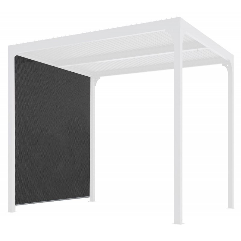 Rideau store PVC gris pour pergola bioclimatique alu 10,80m² HABRITA