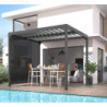 Rideau store PVC gris pour pergola bioclimatique alu 10,80m² HABRITA