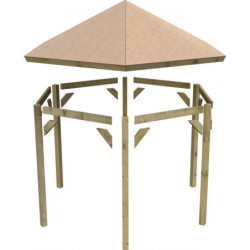Kiosque de jardin en bois Sevilla diam. 3,40m Karibu avec des shingles