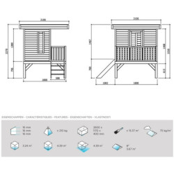 Cabane pour enfants en bois sur pilotis MODERN 3,24m² - SOLID