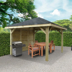 Pavillon en bois massif 16mm Kiosk Combination 8,64m² – Solid