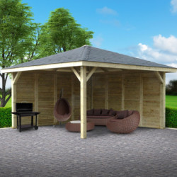 Pavillon en bois massif 16mm Kiosk Combination 14,75m² – Solid