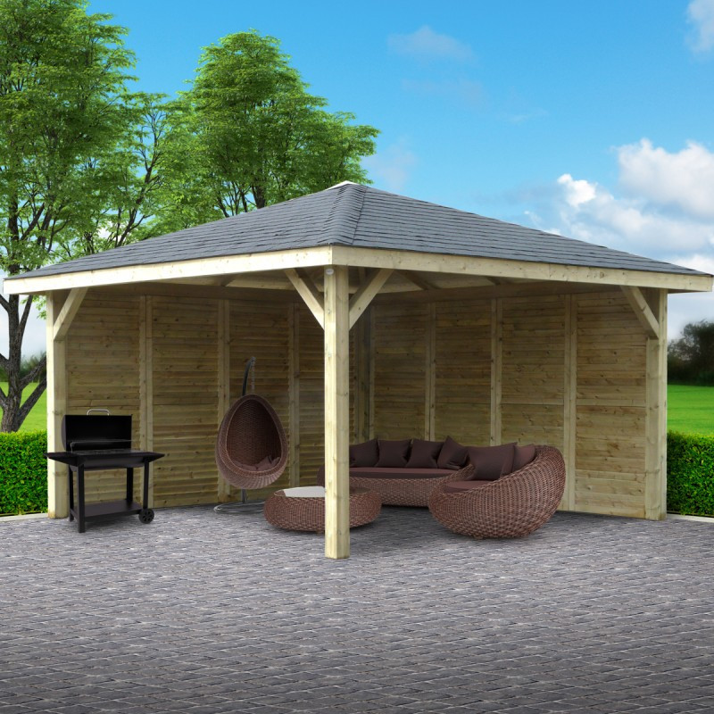 Pavillon en bois massif 16mm Kiosk Combination 14,75m² – Solid