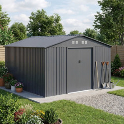 Abri de jardin métal 13m² anthracite + kit d'ancrage X-METAL