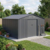 Abri de jardin métal 13m² anthracite + kit d'ancrage X-METAL