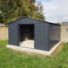 Abri de jardin métal 13m² anthracite + kit d'ancrage X-METAL