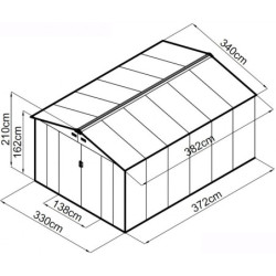 Abri de jardin métal 13m² anthracite + kit d'ancrage X-METAL