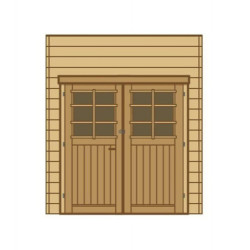 Paroi frontale double porte L.210cm - Carport en bois traité SOLID