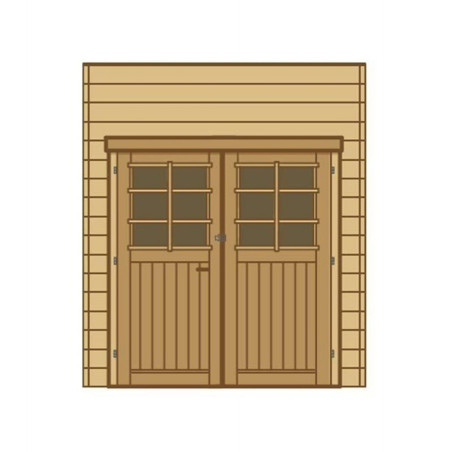 Paroi frontale double porte L.210cm - Carport en bois traité SOLID