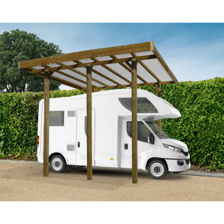 Carport modulable Camping car en bois traité 3x5x4,22m - SOLID