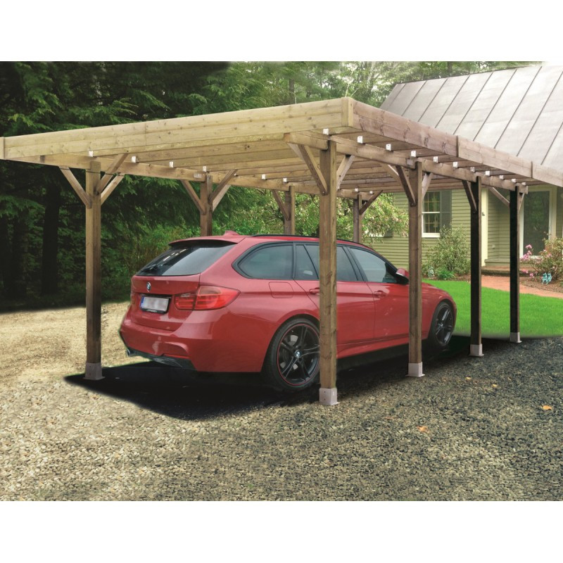 Carport modulable en bois traité autoclave 4x5x2,5m - SOLID