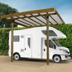 Carport modulable Camping car en bois traité 4x5x4,22m - SOLID