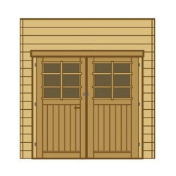 Paroi frontale double porte L.270cm - Carport en bois traité SOLID