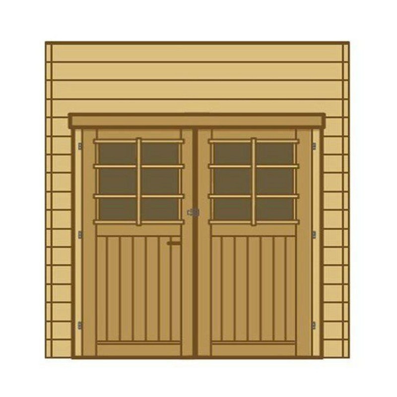 Paroi frontale double porte L.270cm - Carport en bois traité SOLID