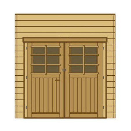 Paroi frontale double porte L.270cm - Carport en bois traité SOLID