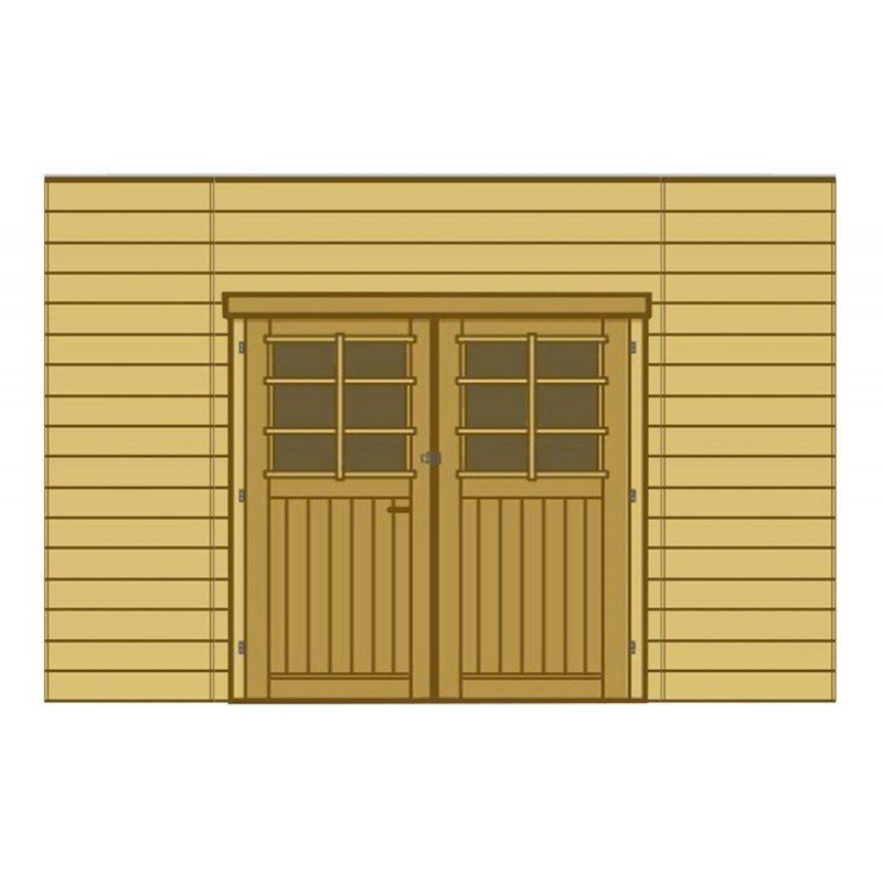 Paroi avec double porte pour carport 5x5m en bois traité - SOLID