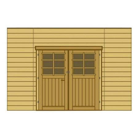 Paroi avec double porte pour carport 5x5m en bois traité - SOLID