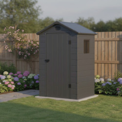 Petit abri de jardin plastique anthracite 134x104cm Jôbu