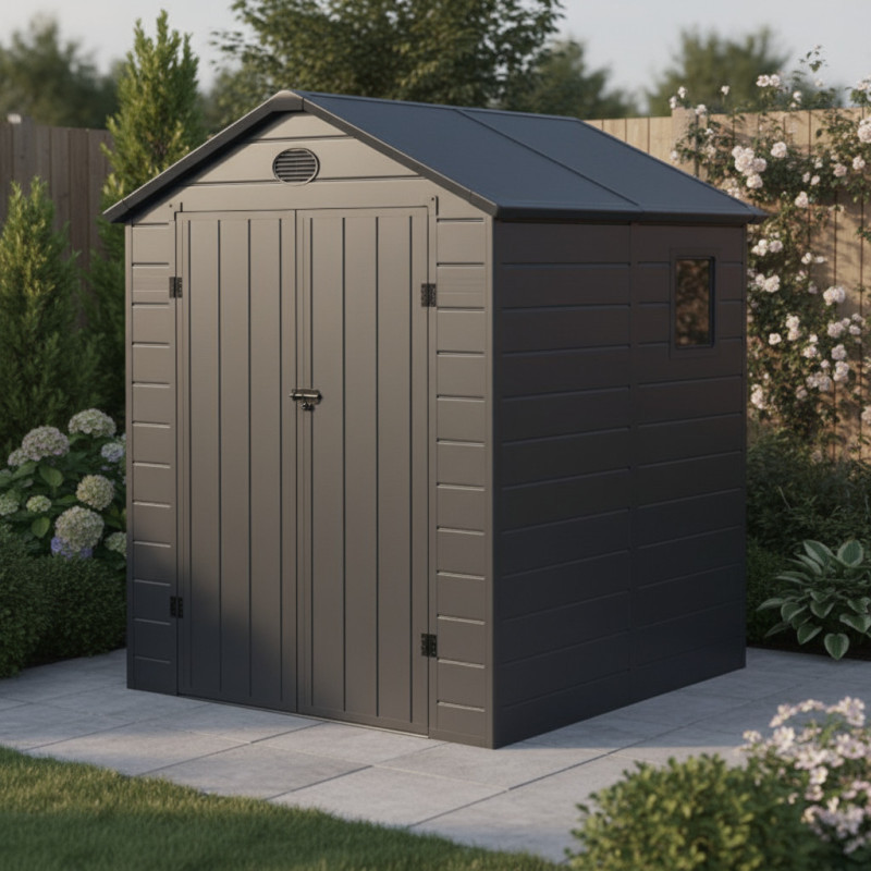 Abri de jardin plastique anthracite 190x192cm Jôbu