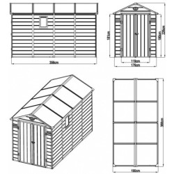 Abri de jardin plastique anthracite 190x368cm Jôbu