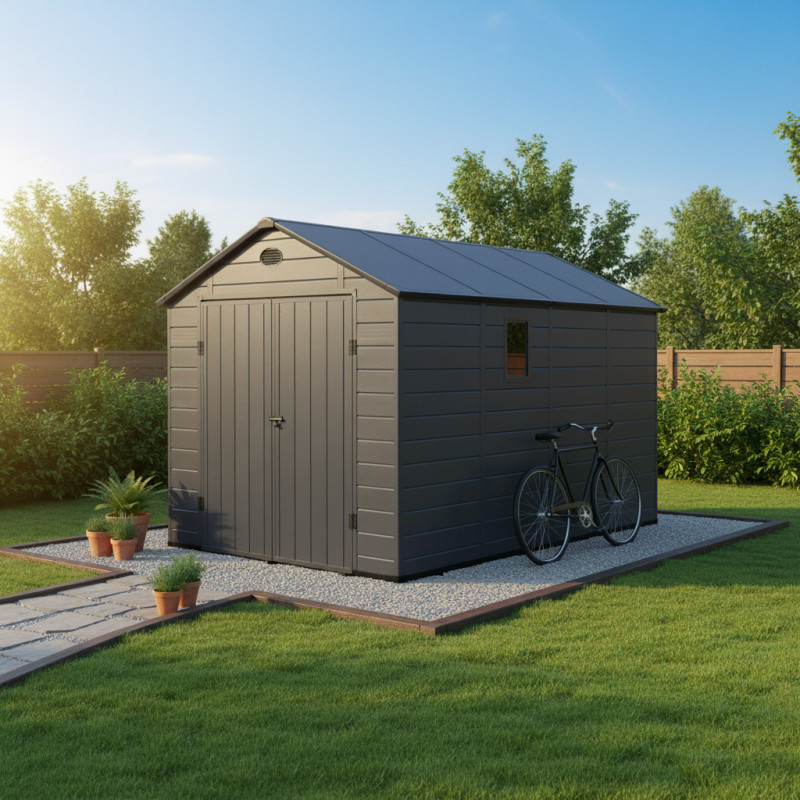 Abri de jardin plastique anthracite 242x368cm Jôbu