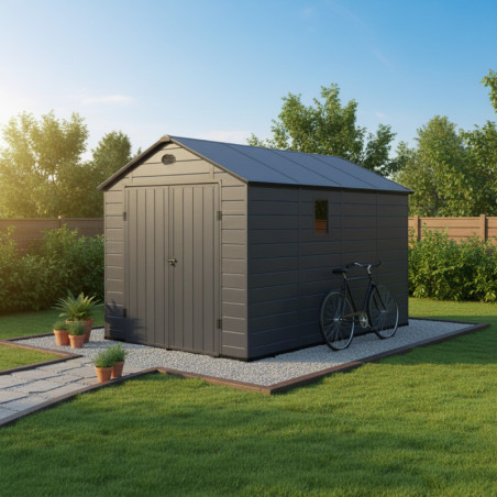 Abri de jardin plastique anthracite 242x368cm Jôbu