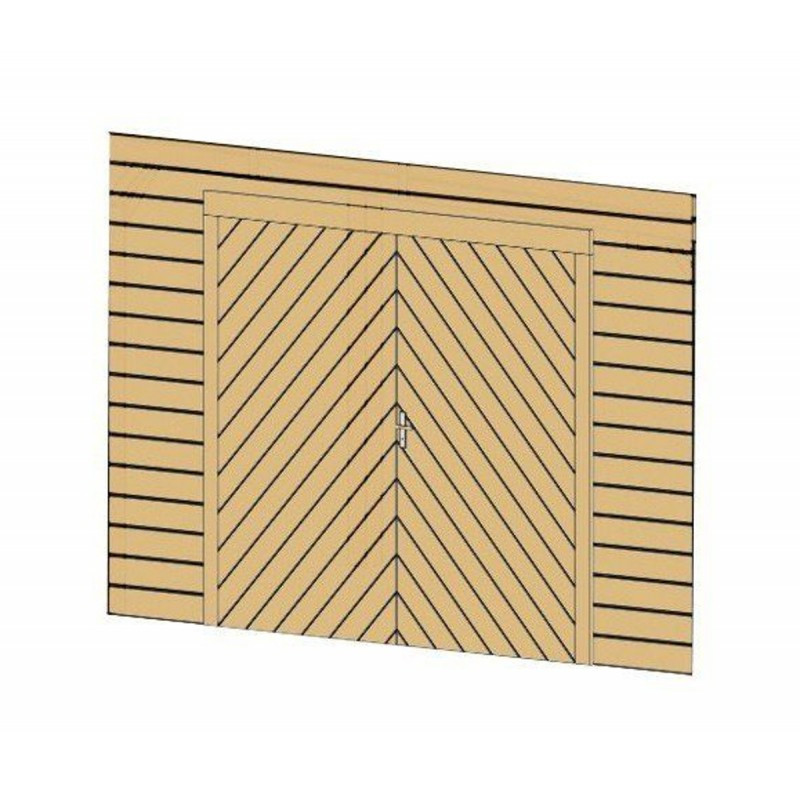 Paroi avec double porte garage pour carport 5x5m en bois - SOLID