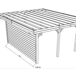 Paroi frontale pleine 480cm pour carport en bois traité - SOLID