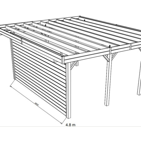 Paroi frontale pleine 480cm pour carport en bois traité - SOLID