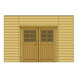 Paroi avec double porte pour carport 6x5m en bois traité - SOLID