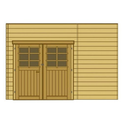 Paroi avec double porte gauche pour carport 6x5m en bois - SOLID