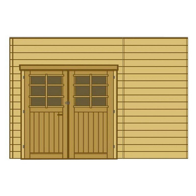 Paroi avec double porte gauche pour carport 6x5m en bois - SOLID