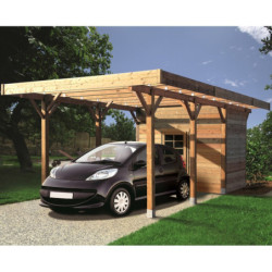Carport configuré en bois traité autoclave 7x3x2,62m - SOLID