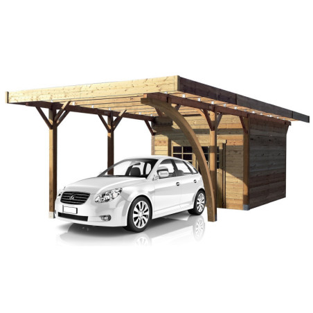 Carport configuré en bois traité autoclave 7x4x2,62m - SOLID