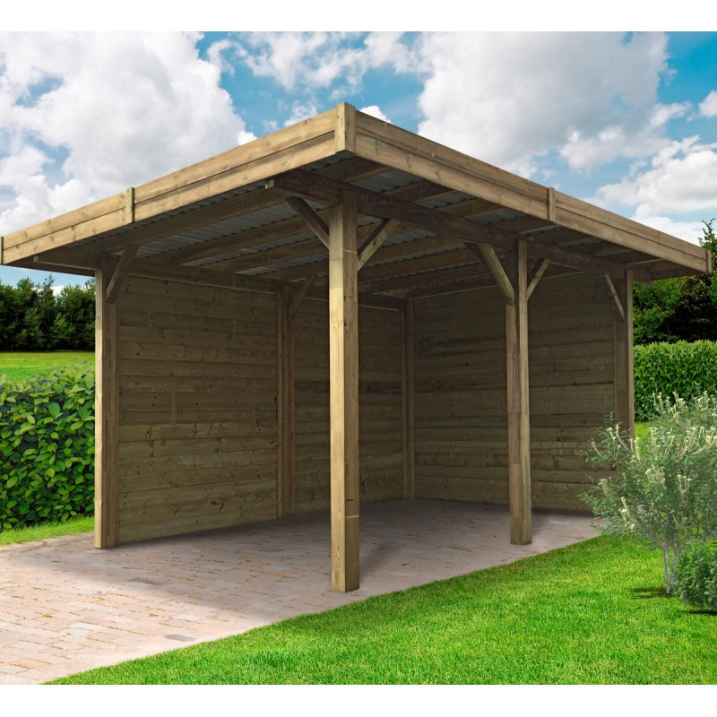 Carport configuré en bois traité autoclave 5x4x2,62m - SOLID