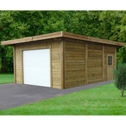 Carport-garage 7x5x2,65m en bois avec porte sectionnelle - SOLID