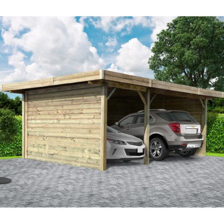 Carport configuré en bois traité autoclave 7x5x2,65m SOLID